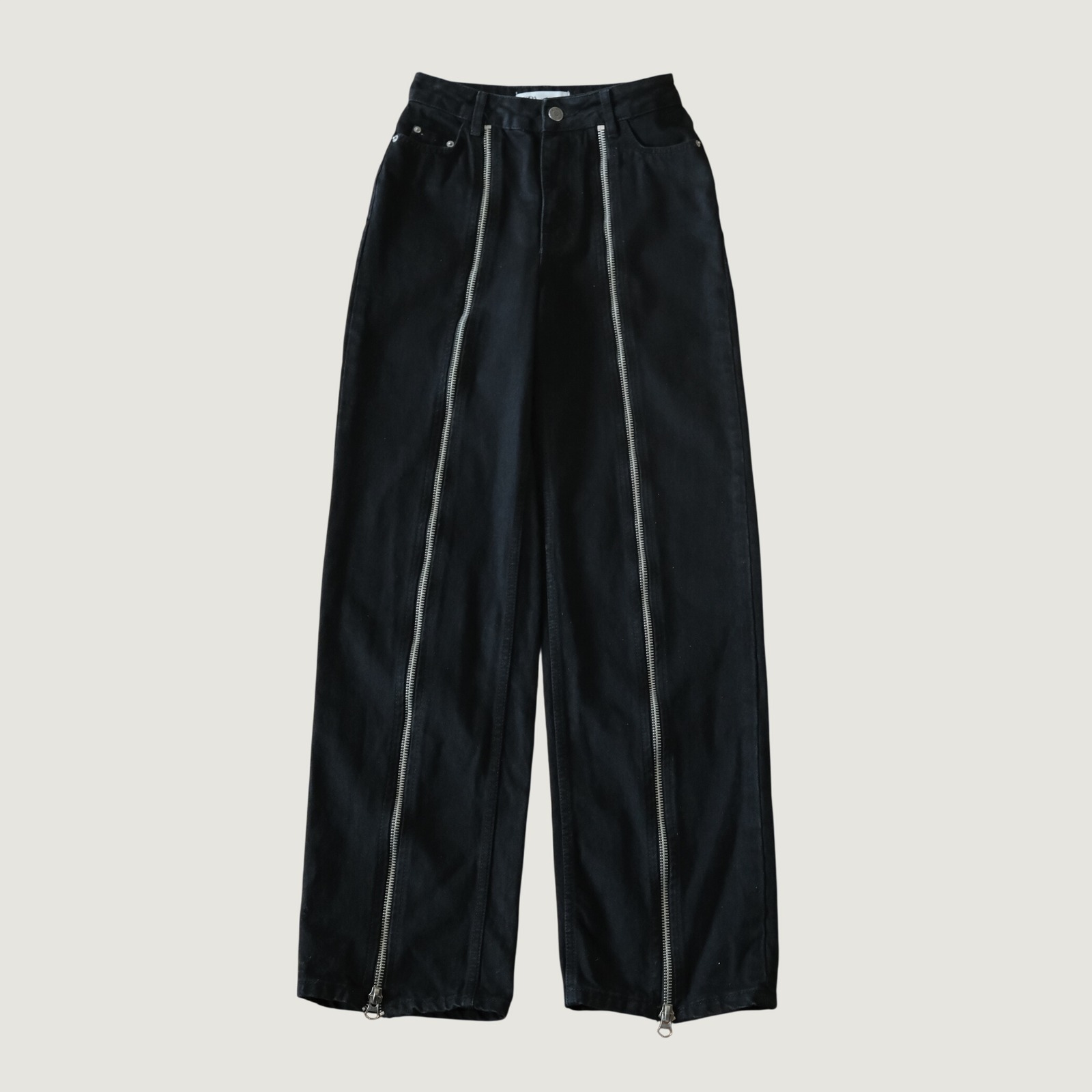 Zara Jeans Women Black Zipper Detail Full Length Edgy Us 2 Zw Full Length